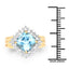 Anillo de Topacio Suizo Azul y Topacio Blanco Bañado en Oro Amarillo de 14K