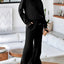Collared Sweatshirt and High Waist Pants Active Set