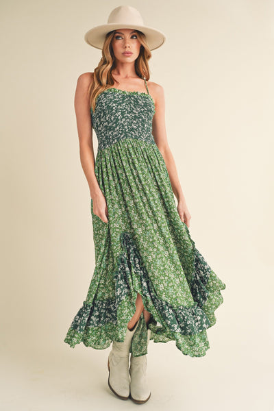 Ditsy Floral Ruffled Hem Maxi Cami Dress for Women