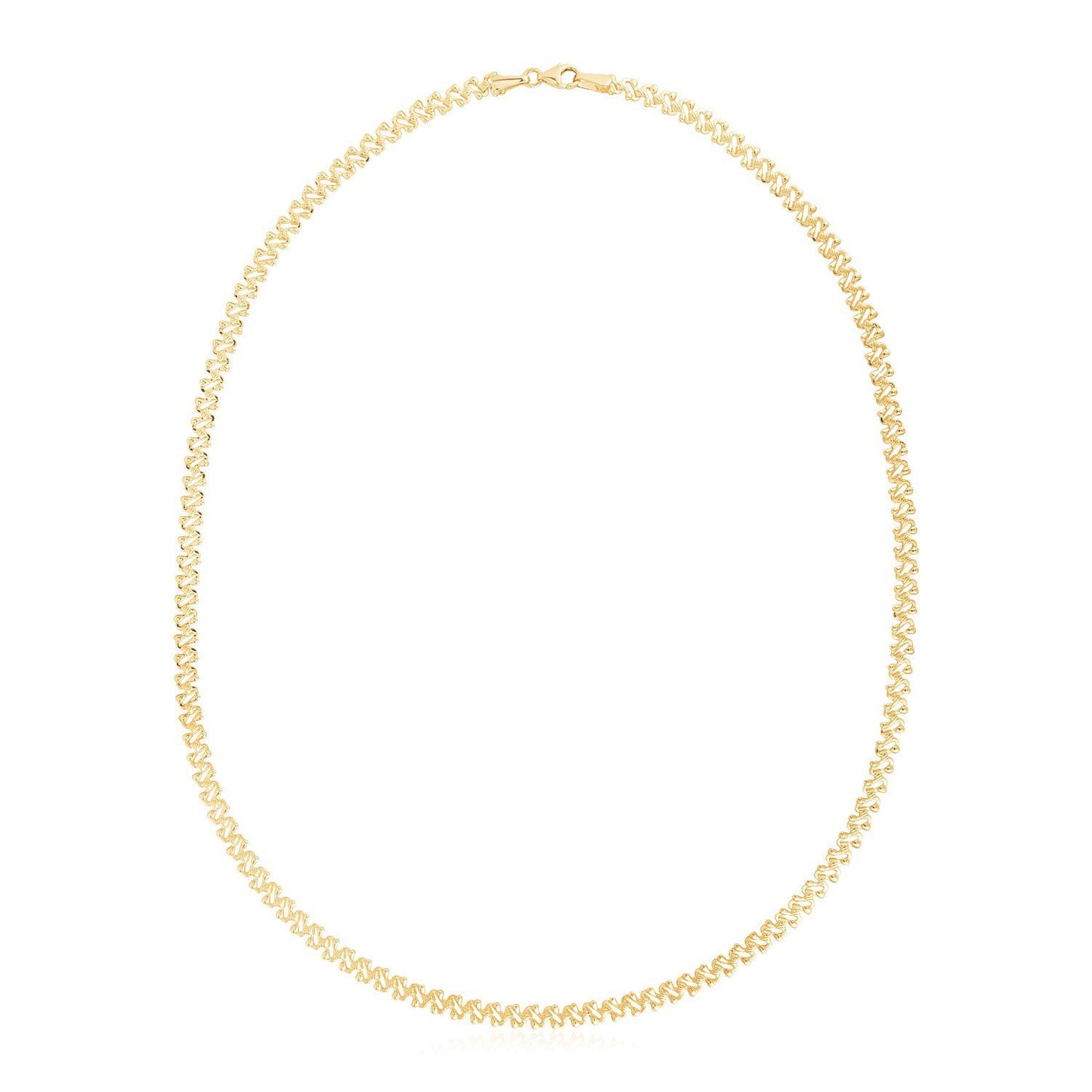 Collier en chaîne fantaisie texturée en or jaune 14 carats - 4 mm