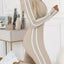 Plus Size Stripe Zip-Front Long Sleeve Jumpsuit