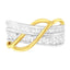 Anillo de Banda Bypass de Diamantes en Oro Blanco y Amarillo de 10K - Talla 7