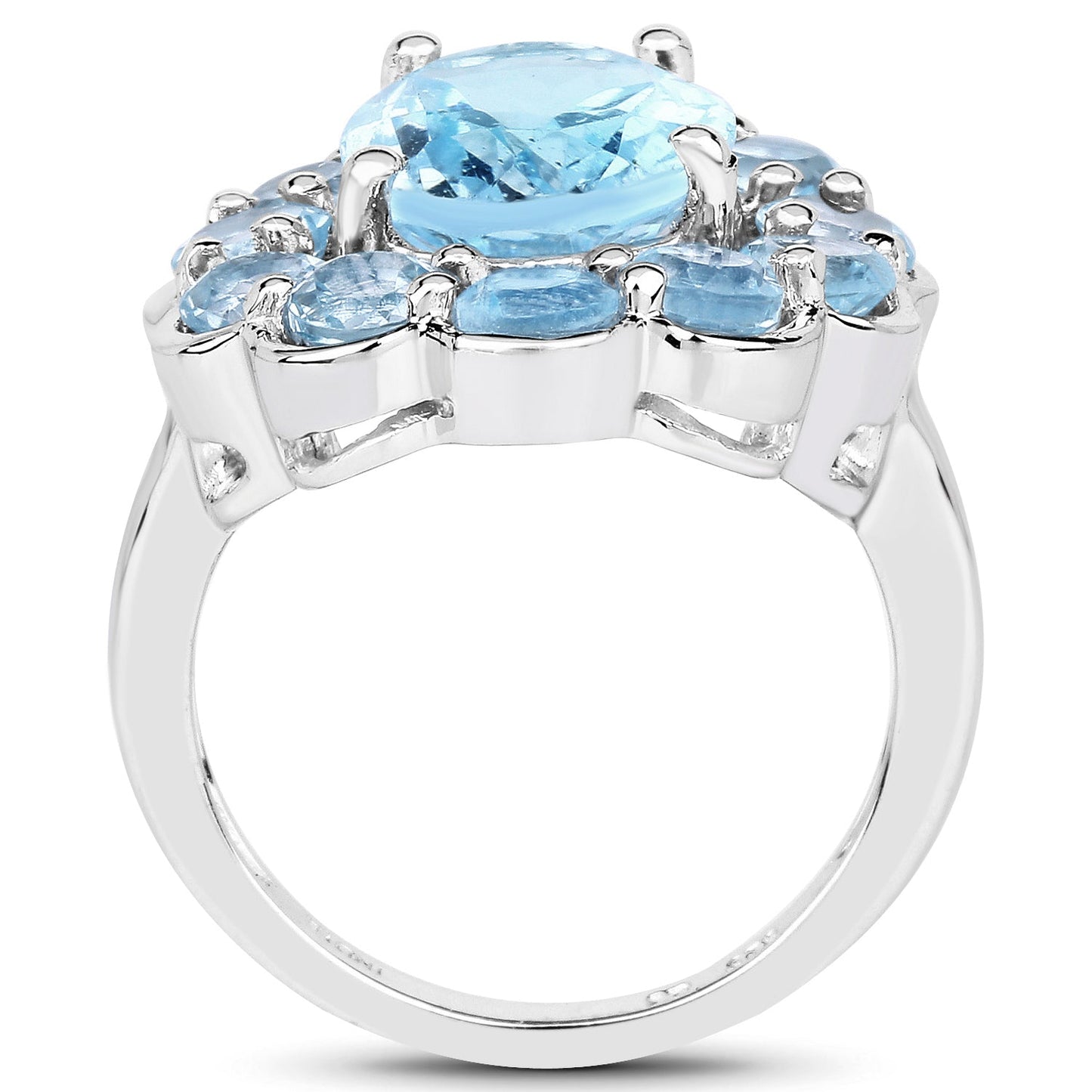 Anillo de Plata Esterlina con Topacio Azul Genuino de 8.67 Quilates