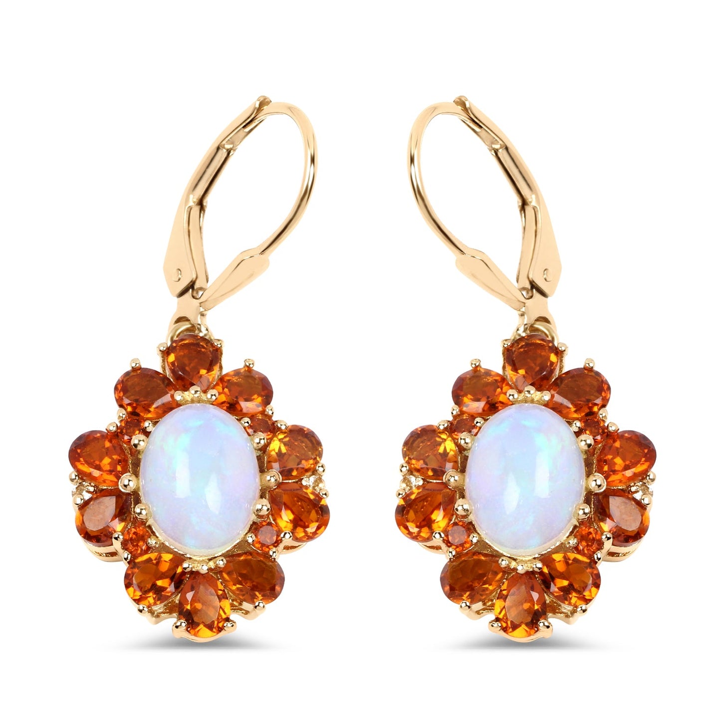 Pendientes de Ópalo Etíope y Citrino Baño de Oro Amarillo de 14K