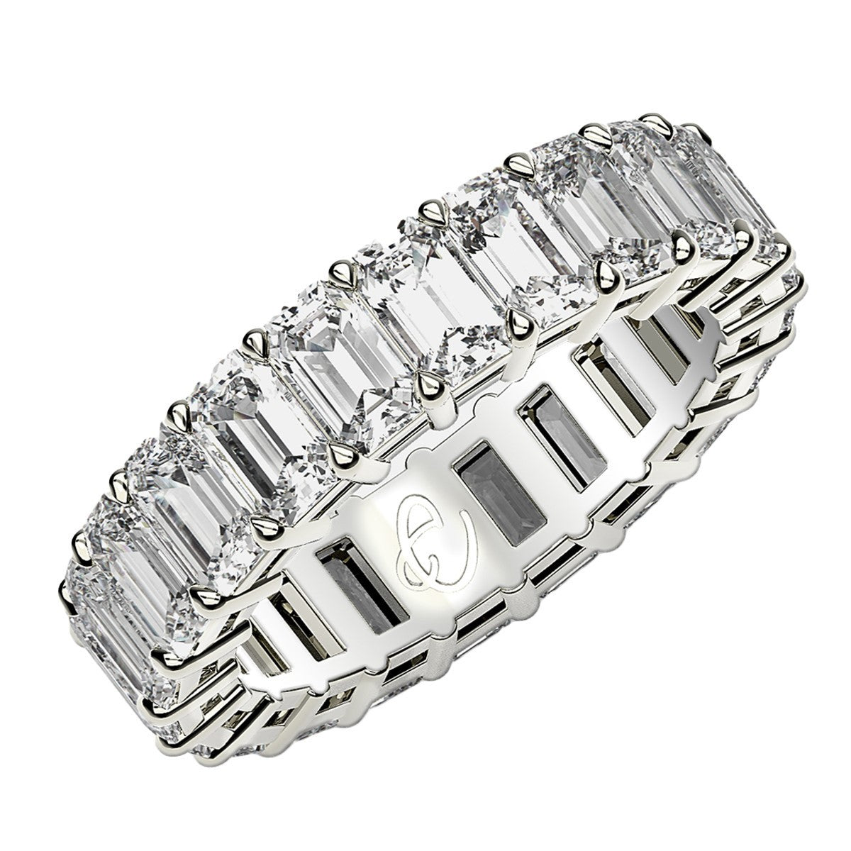 Emerald Cut Lab Grown Diamond Eternity Ring in 14k White Gold