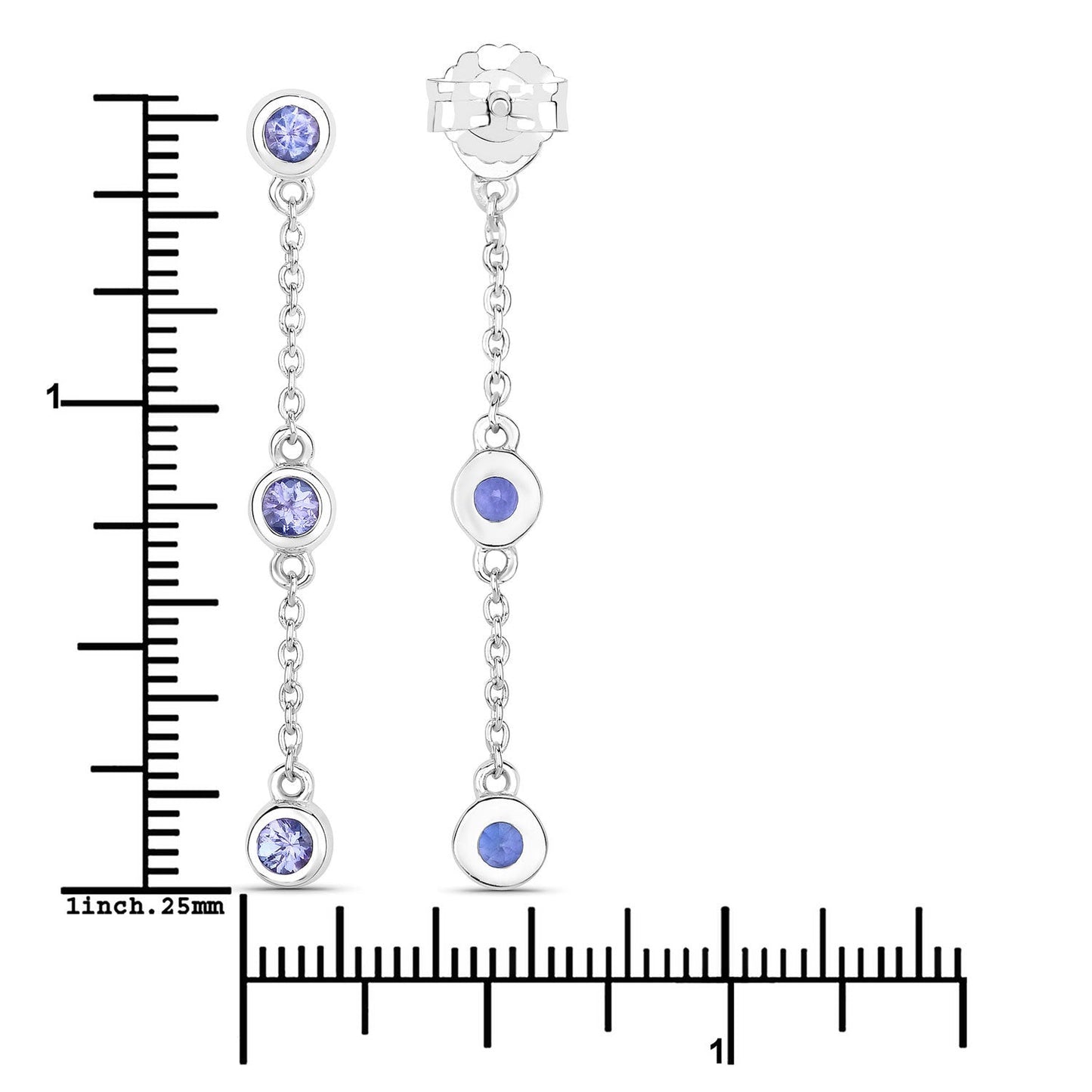 0.60 Carat Genuine Tanzanite Sterling Silver Earrings