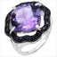 Anillo de Plata de Ley con Amatista y Espinela Negra de 6.09 Quilates