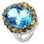 12.73 Carat Blue Topaz & Citrine Sterling Silver Engagement Ring