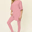 Double Take Full Size Round Neck T-Shirt and Leggings Set