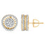 Boucles d'oreilles puces en diamant halo en or jaune 10K