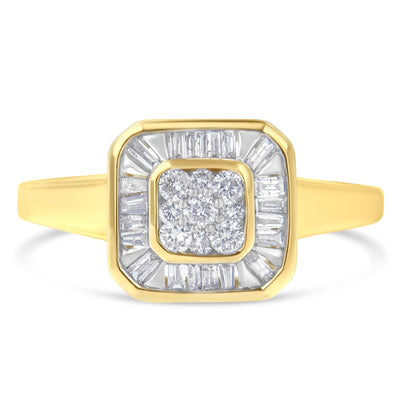10K Yellow Gold Diamond Cocktail Ring - Size 6
