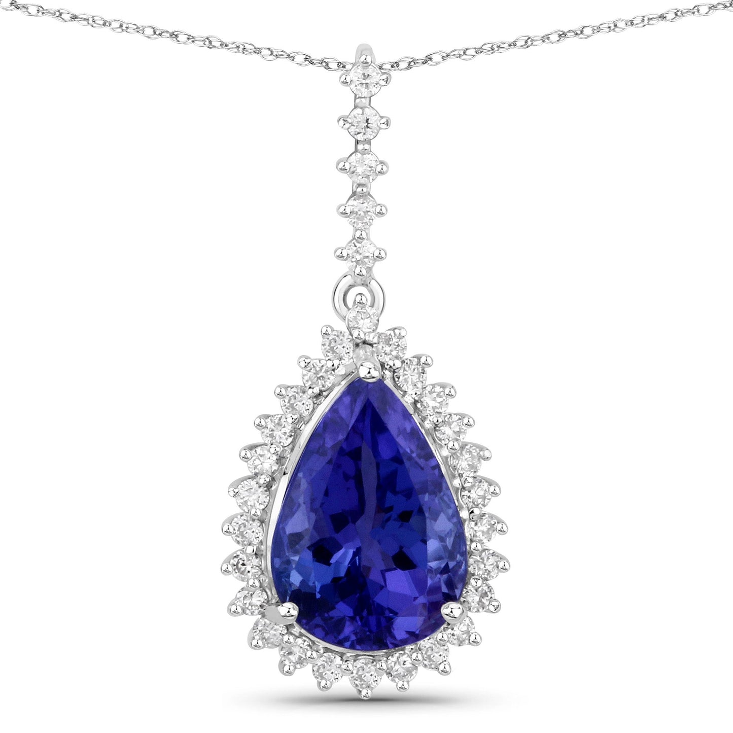 Pendentif en Tanzanite et Diamant Blanc de 3,05 Carats en Or Blanc 14K