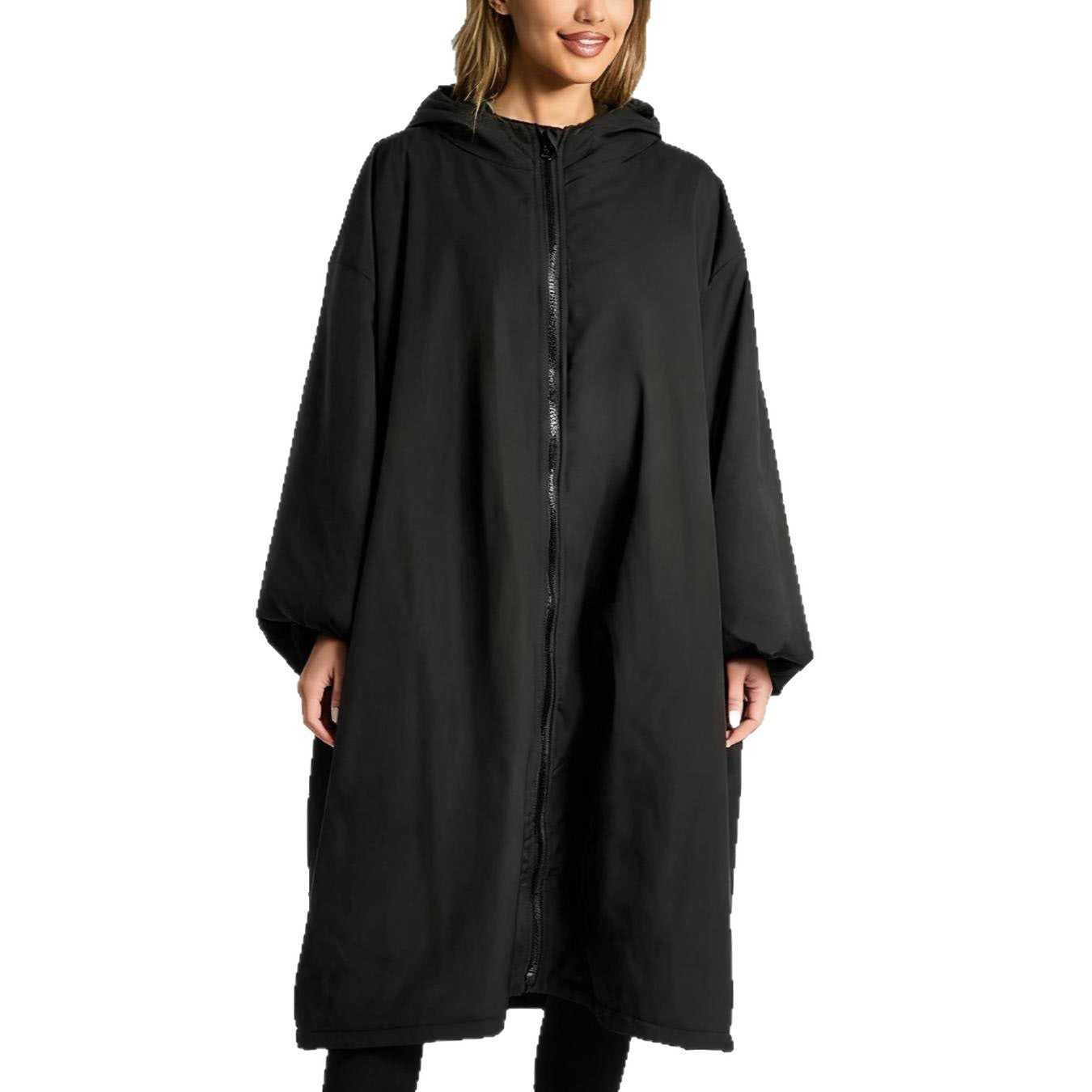 Fleece-Lined Hooded Leopard Print Trench Coat