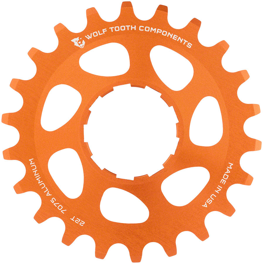 Wolf Tooth Single Speed Aluminum Cog - 22t for 3/32" Chains in Orange
