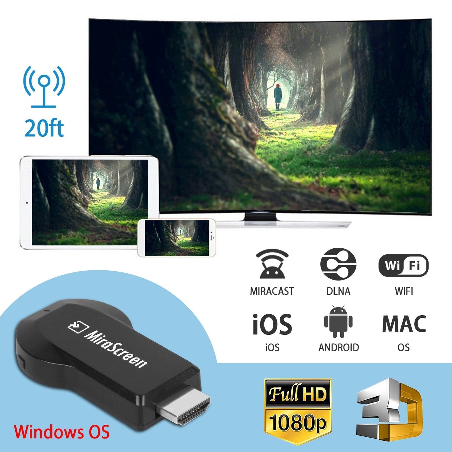1080P Wireless Display Adapter for Seamless Streaming