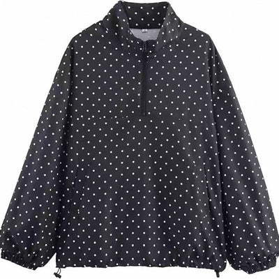 Chaqueta con capucha de media cremallera y lunares a la moda