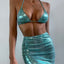 Women's 3 Piece Halter Snake Pattern Bikini Set with Cover Up