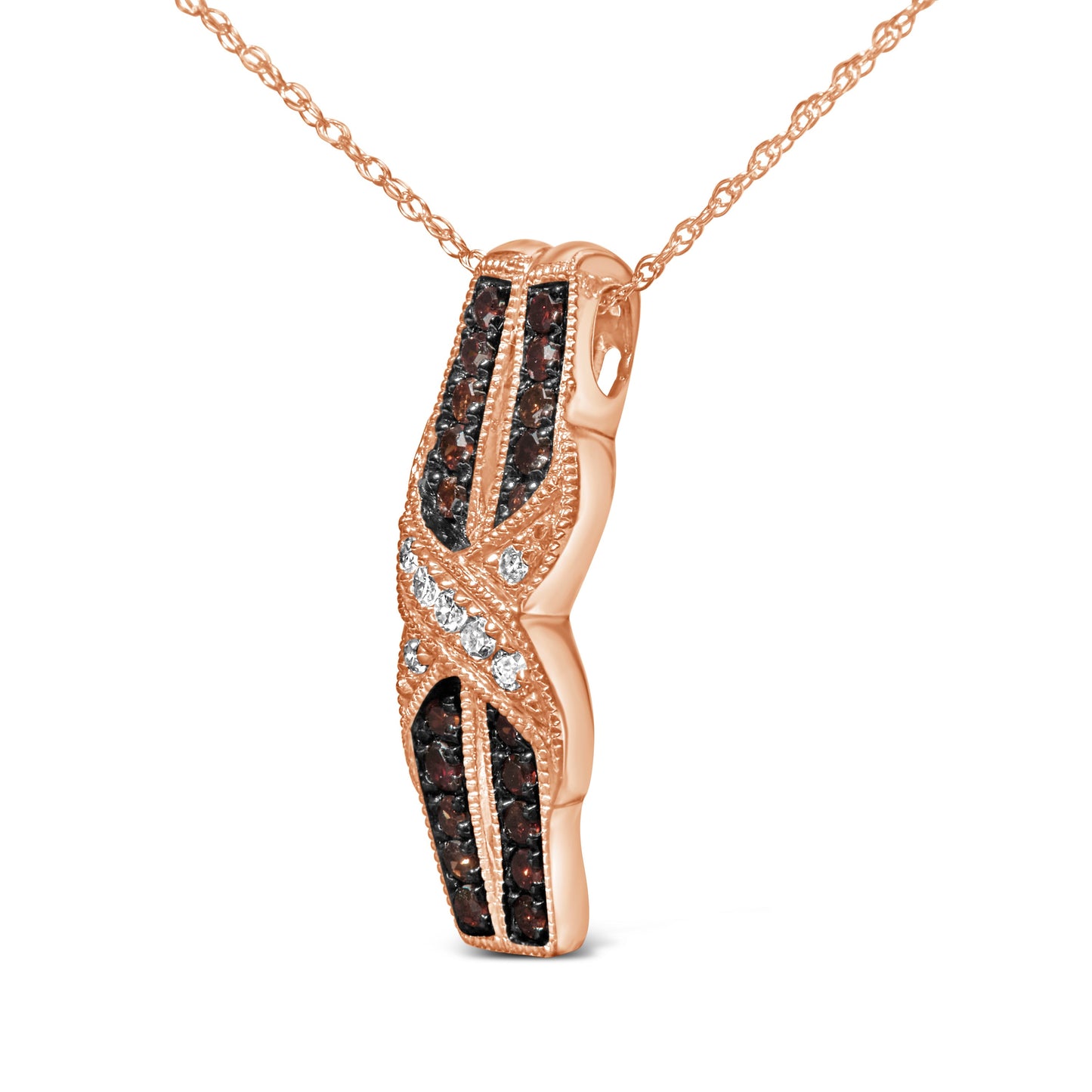 Collar de Pendiente en Infinito con Twist de Diamantes en Oro Rosa de 10K