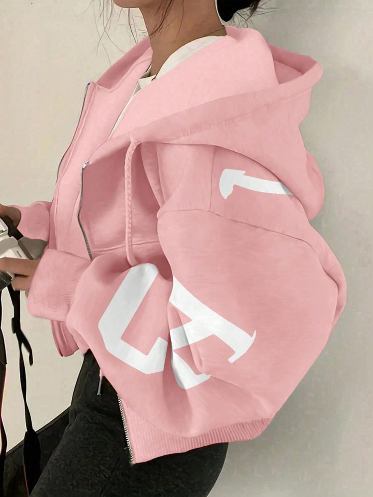 Sudadera con cremallera de manga larga y corte relajado para mujer
