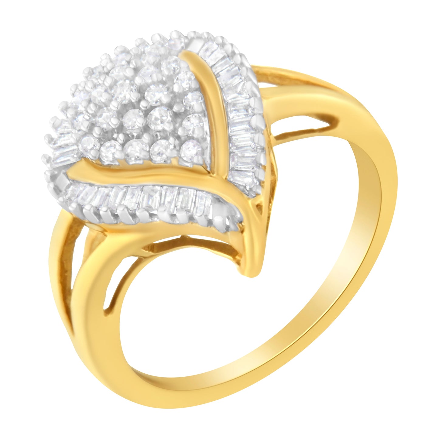 10K Yellow Gold Diamond Cluster Ring - Size 8