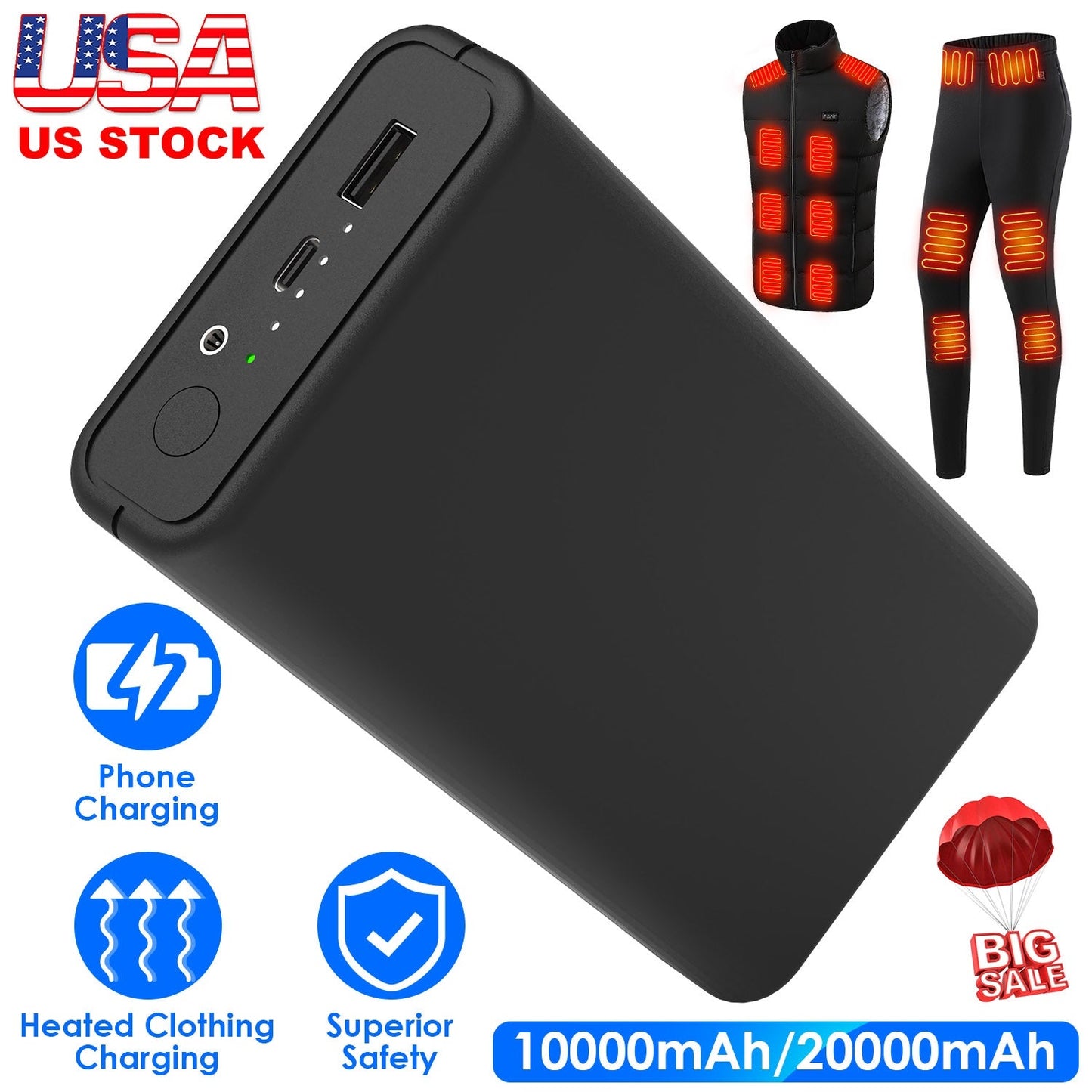 Banco de energía de 20000mAh para ropa calefaccionada