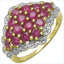 14K Yellow Gold Plated 2.08 Carat Ruby Cluster Ring