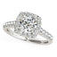 Bague de fiançailles en diamant avec halo carré en or blanc 14k