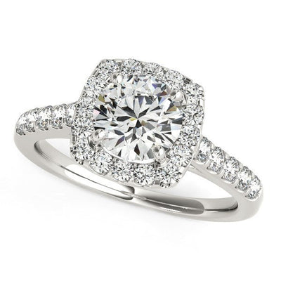 Square Halo Diamond Engagement Ring in 14k White Gold