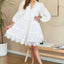 Robe Babydoll à Col V en Dentelle Détail et Œillets à Volants