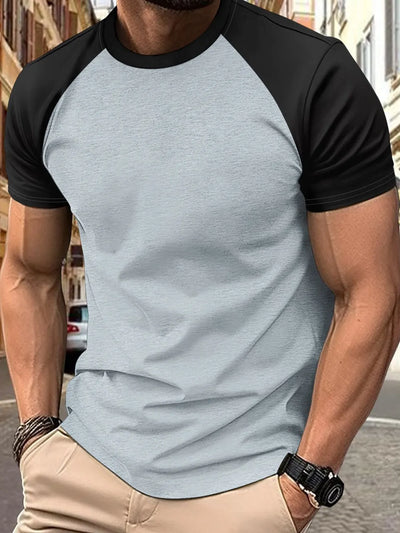 Men's Plus Size Round Neck Contrast T-Shirt