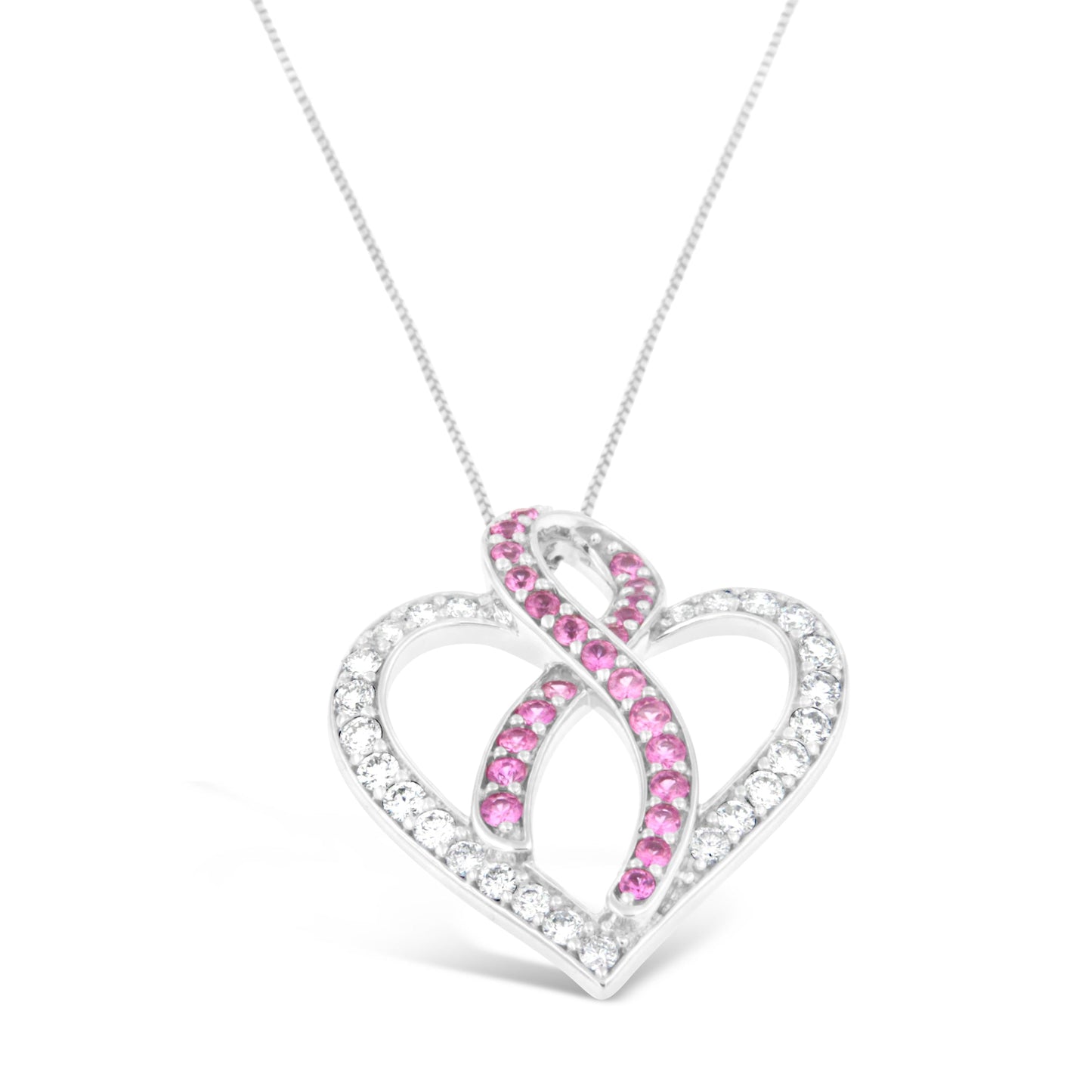 Pendentif en Diamant et Saphir Rose en Or Blanc 14K