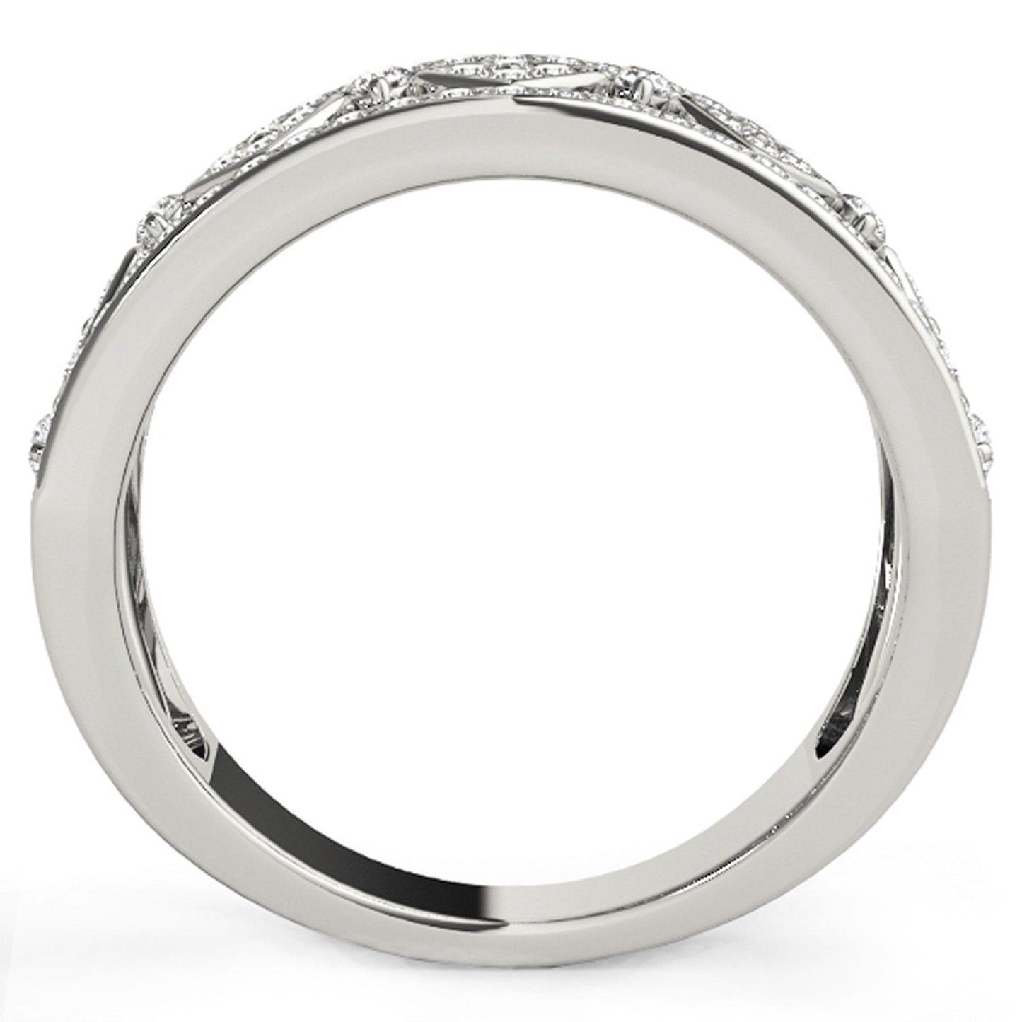 Bague à Motif Carré Sertie de Diamants en Or Blanc 14k