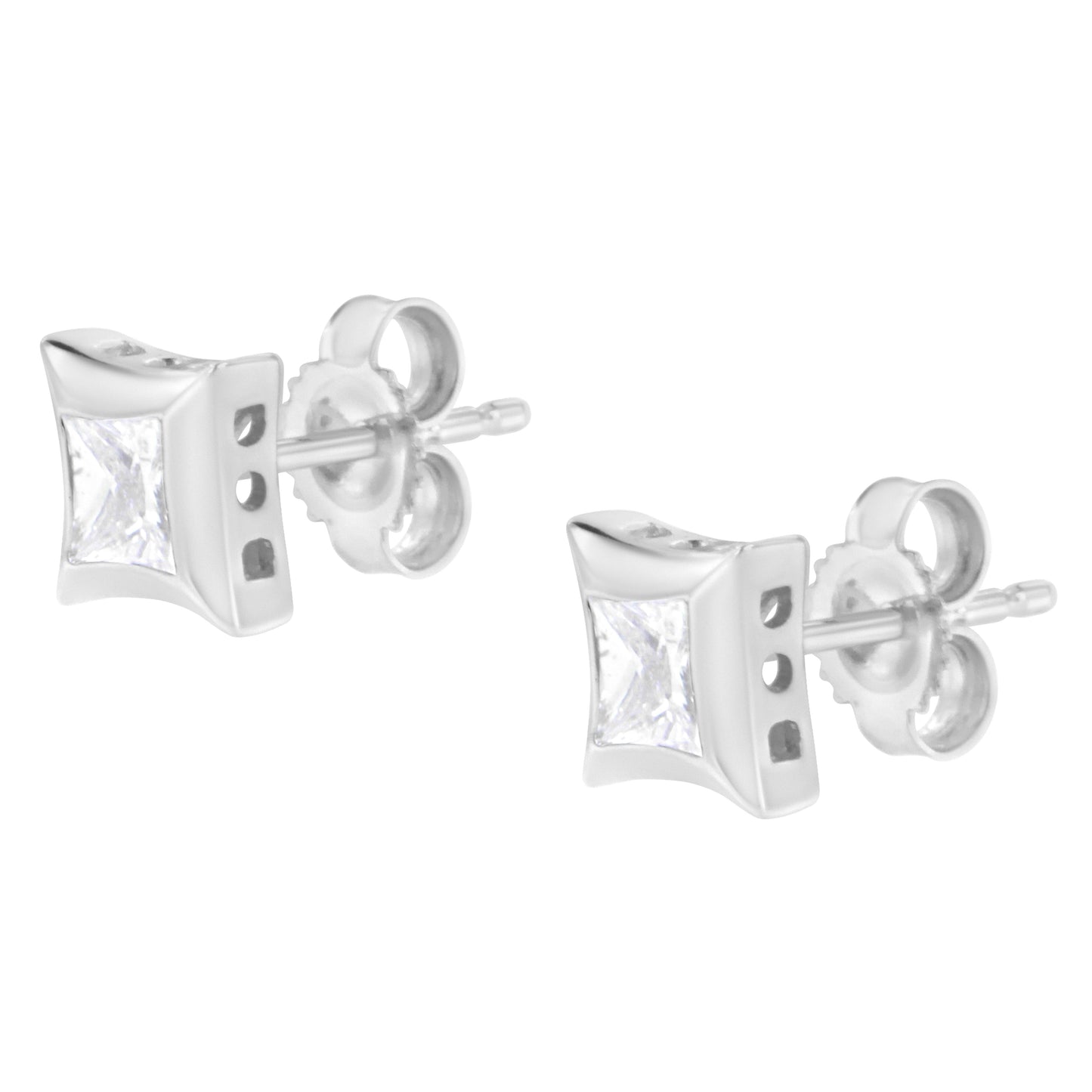 Boucles d'oreilles en diamant taille princesse en or blanc 10K avec sertissage invisible