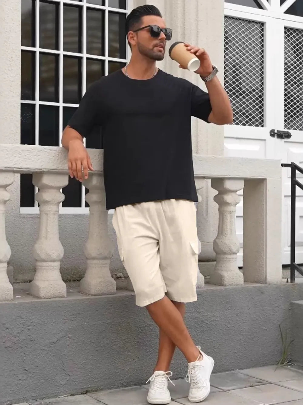 Men's Plus Size Cargo Shorts with Drawstring Waist