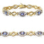 Bracelet de tennis en tanzanite plaqué or jaune 14K