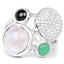 5.90 Carat Multi Stone Sterling Silver Cocktail Ring