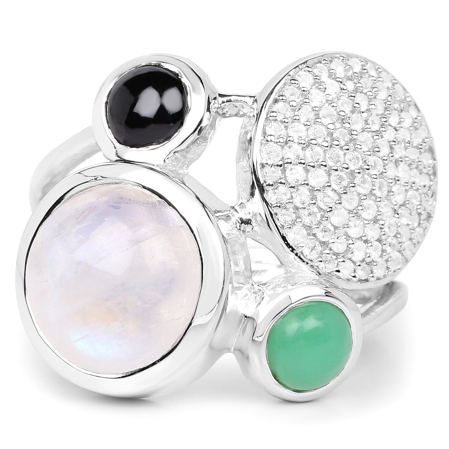 5.90 Carat Multi Stone Sterling Silver Cocktail Ring