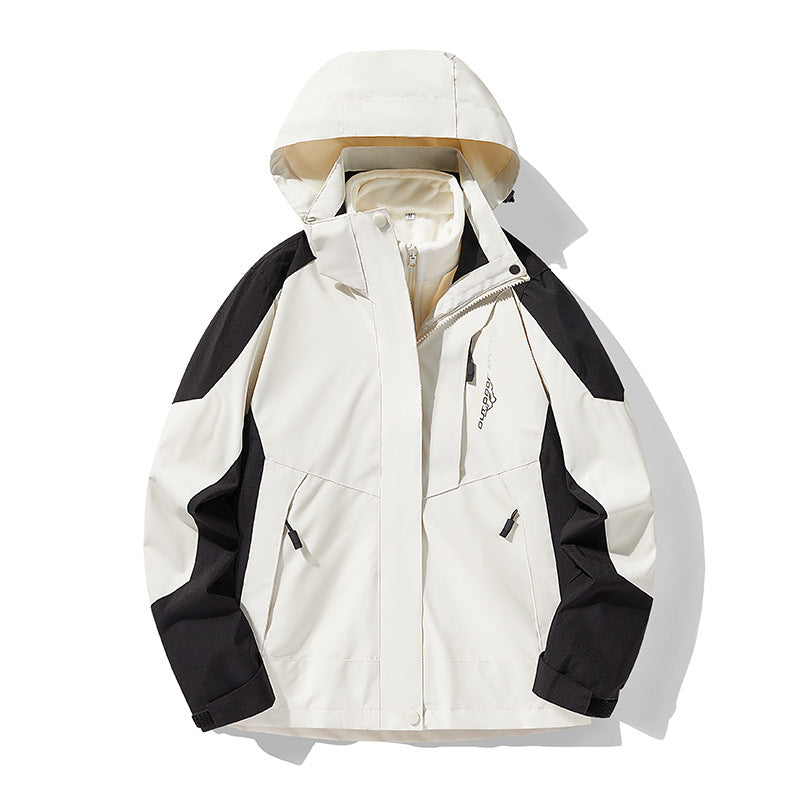 Three-in-One Waterproof Windproof Parka with Fleece Lining