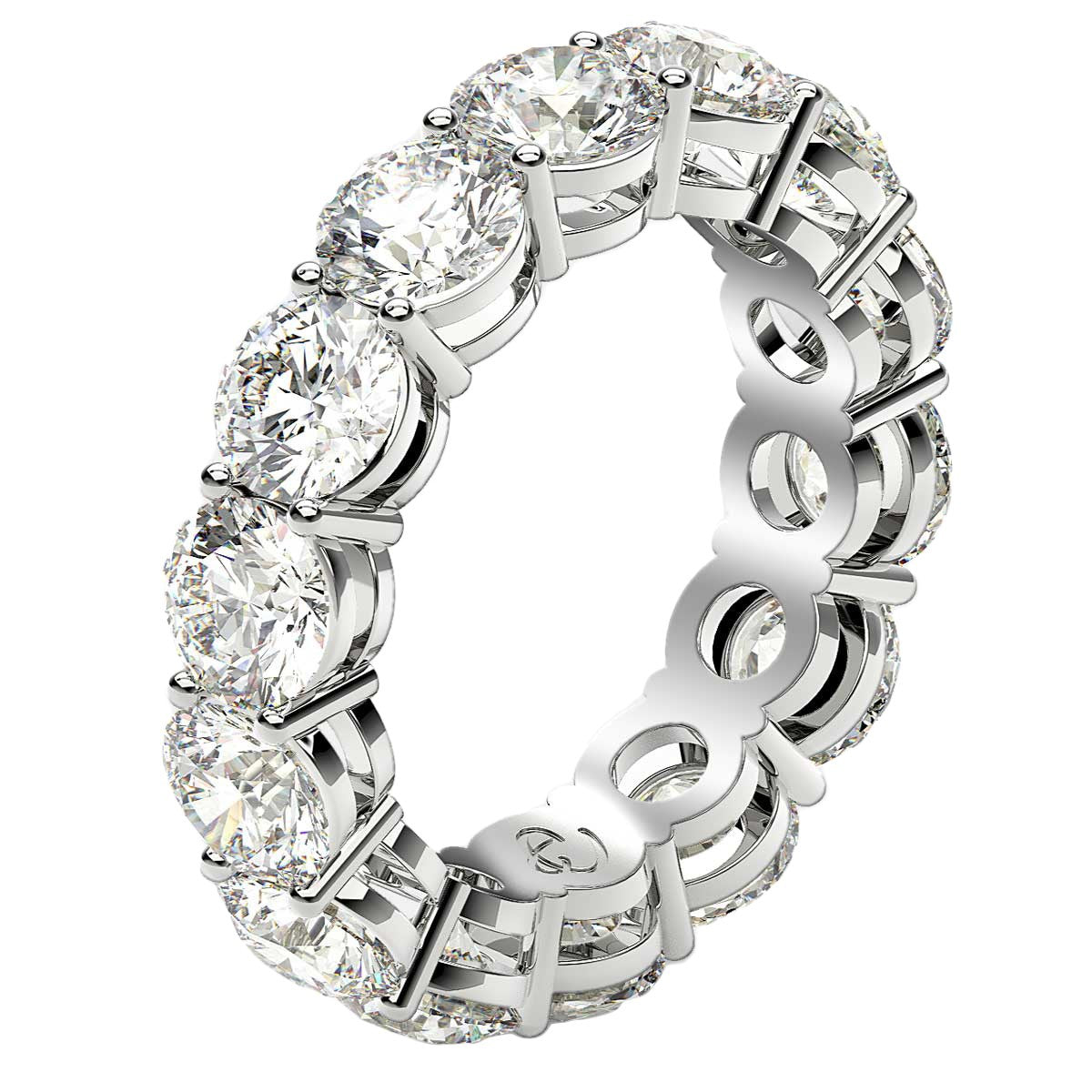 Bague d'éternité en diamant lab grown taille ronde en or blanc 14k