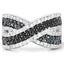 1.57 Carat Genuine Blue, White & Black Diamond Sterling Silver Ring