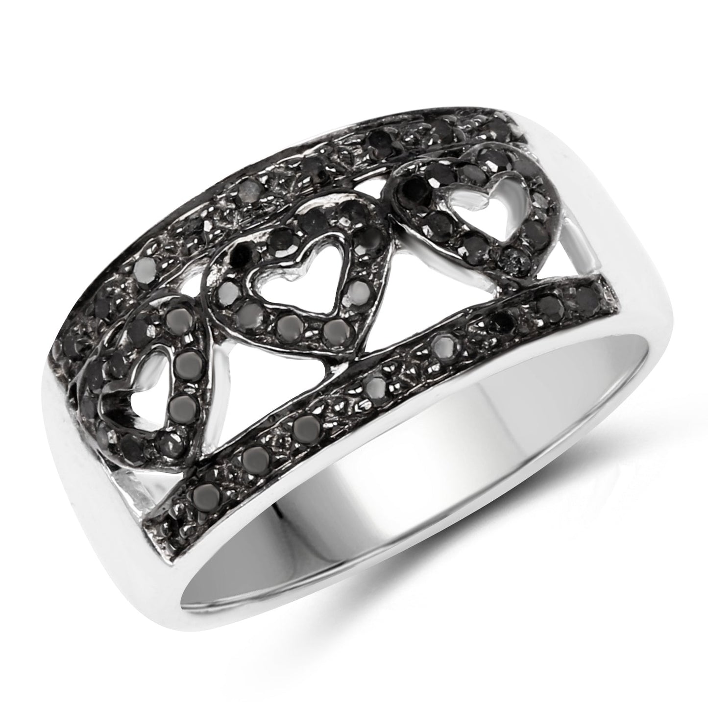 0.32 Carat Genuine Black Diamond Sterling Silver Engagement Ring