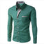 European and American Men's Long Sleeve Color Block Shirt