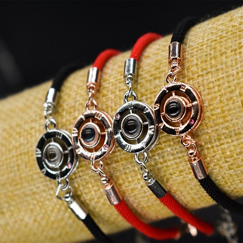 Bracelets de couple charmants en 100 langues - Bijoux en corde tressée