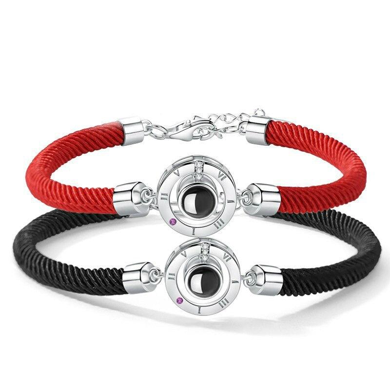 Bracelets de couple charmants en 100 langues - Bijoux en corde tressée
