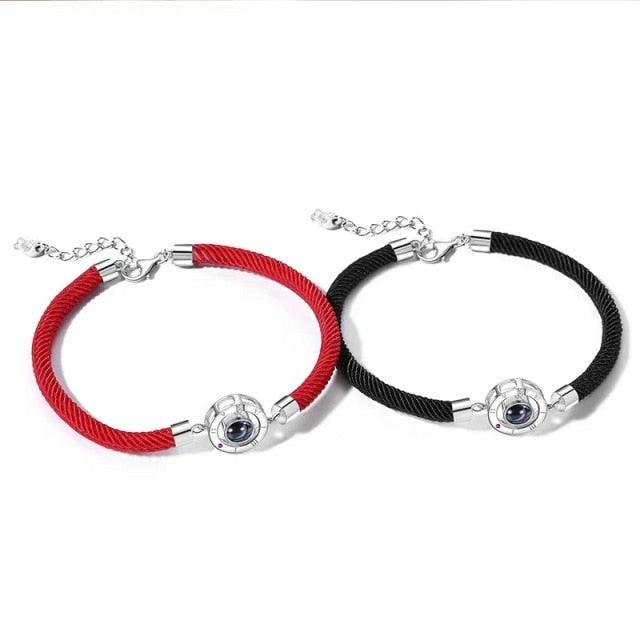 Bracelets de couple charmants en 100 langues - Bijoux en corde tressée