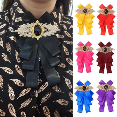 Nœud Papillon Charmant pour Femmes avec Broche en Rhinestones