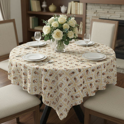 Mantel de mesa encantador con diseño de gata dorada