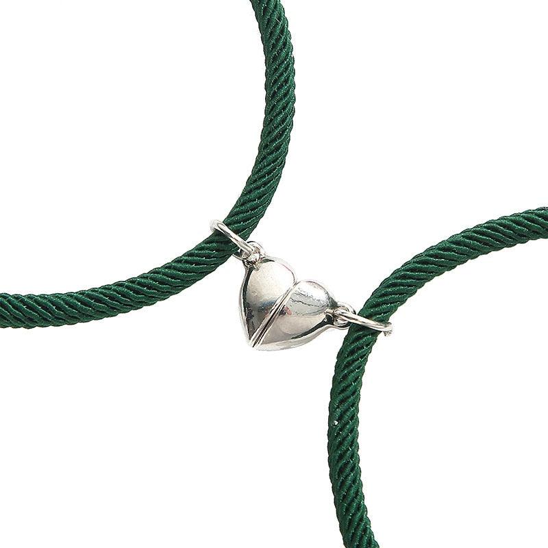 Bracelets magnétiques ajustables en forme de cœur pour couples