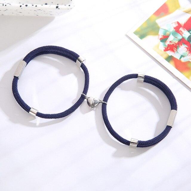 Bracelets magnétiques ajustables en forme de cœur pour couples