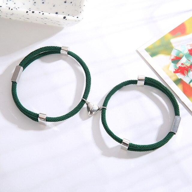 Bracelets magnétiques ajustables en forme de cœur pour couples